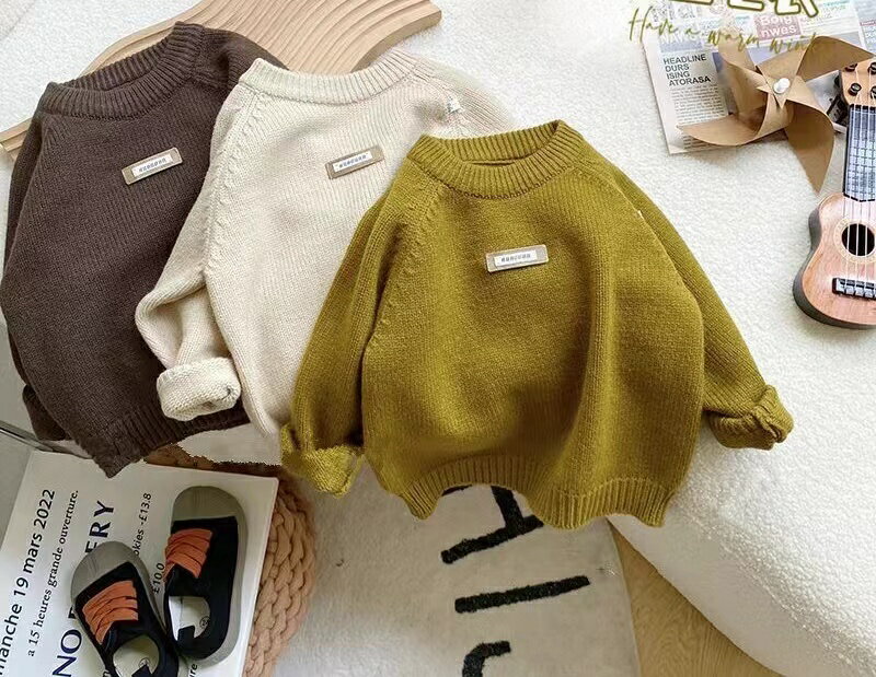 Rakuten - ニットセーター キッズ 子供服 トップス セーター ニット カジュアル 男の子 無地 シンプル 秋冬 秋服 冬服 ゆったり 可愛い 丸首 長袖 KUFC085(4色80-140）