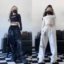 キッズダンス衣装 子ども服 ヒップホップ カーゴパンツ 女の子 男の子 男女兼用 ダンス衣装 ズボン パンツ カーゴパンツキッズダンス ロングパンツ レッスン着 ダンスレッスン着 ヘソ出し白トップス ガールズ 体型カバー 大きいサイズ K-POP ゆったり KTFC112(2色120-170)(4)