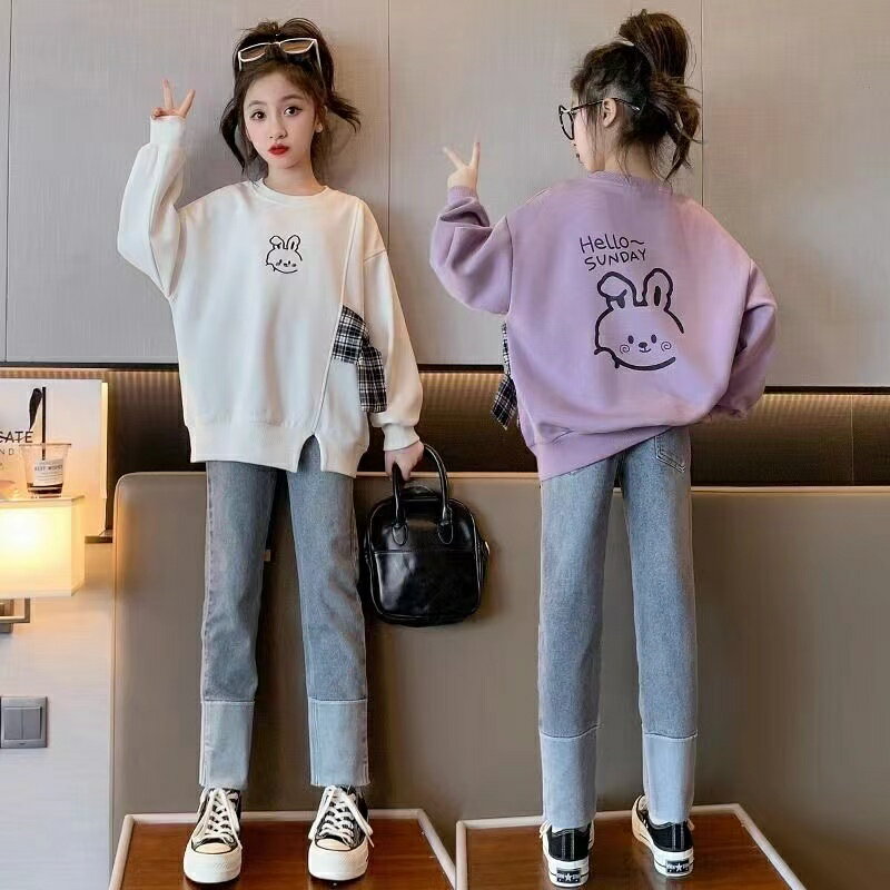 Rakuten - キッズ 女の子 トレーナー 薄手 子供服 子供 ジュニア トップス スウェット 春 春服 長袖 プリント カジュアル ゆったり 可愛い ダンス キッズトレーナー かわいいトレーナー トレーナー140 小学生服 トレーナーかわいい トレーナーキャラクター 春秋 KUFC039(2色120-170)