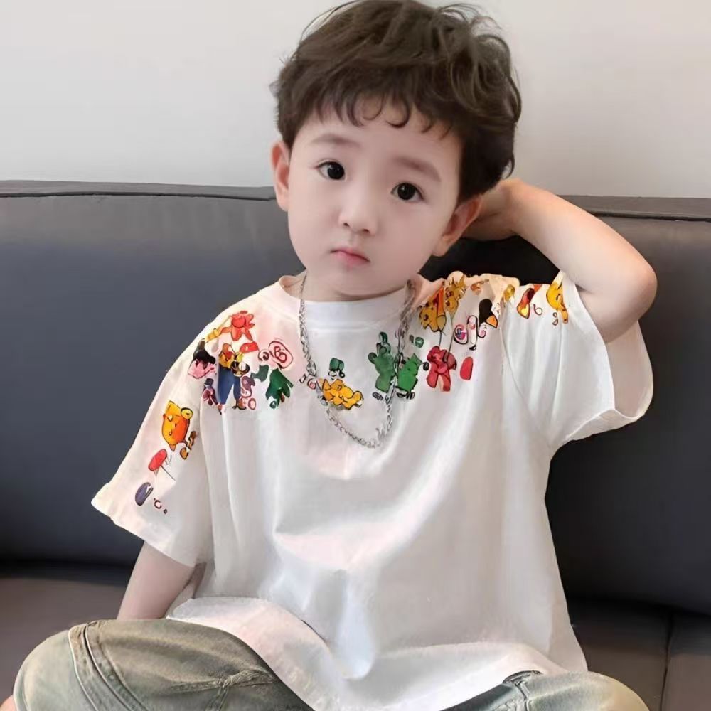 キッズ 子供服 Tシャツ カジュアル トップス 半袖 夏 男の子 子供 キッズtシャツ ティーシャツ ティシャツ プリント イラスト 丸首 ゆったり 可愛い 薄手 子供ティーシャツ キッズ服 子ども服 男の子Tシャツ 男の子洋服 キッズTシャツ男の子 こども半袖 KUGA025(80-140)のサムネイル