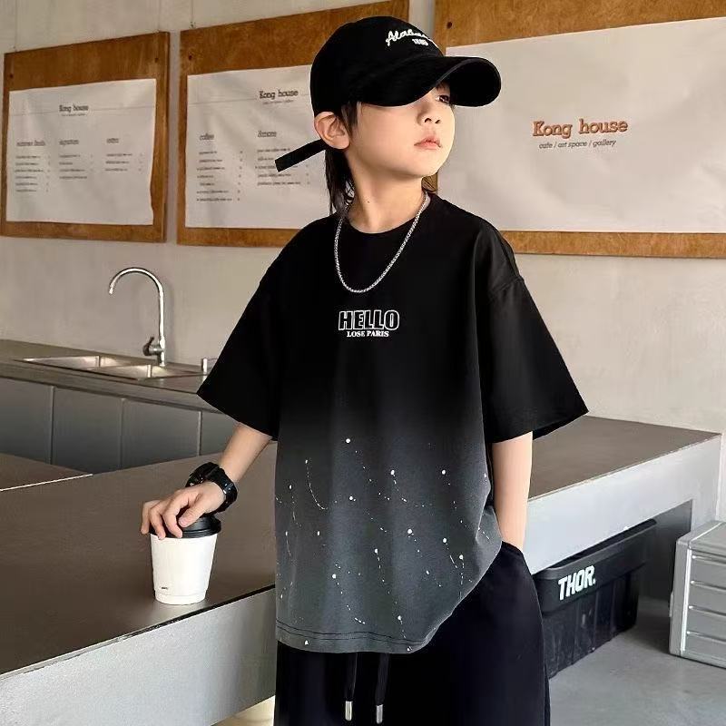 キッズ 子供服 Tシャツ カジュアル トップス 半袖 夏 男の子 子供 キッズtシャツ 英字 プリント 男の子夏服 キッズ服 140 おしゃれ ゆったり ダンス 黒 子供tシャツ かっこいいtシャツ 可愛い キッズTシャツ男の子 黒ティシャツ 男の子tシャツ 160 KUGA066(120-170)