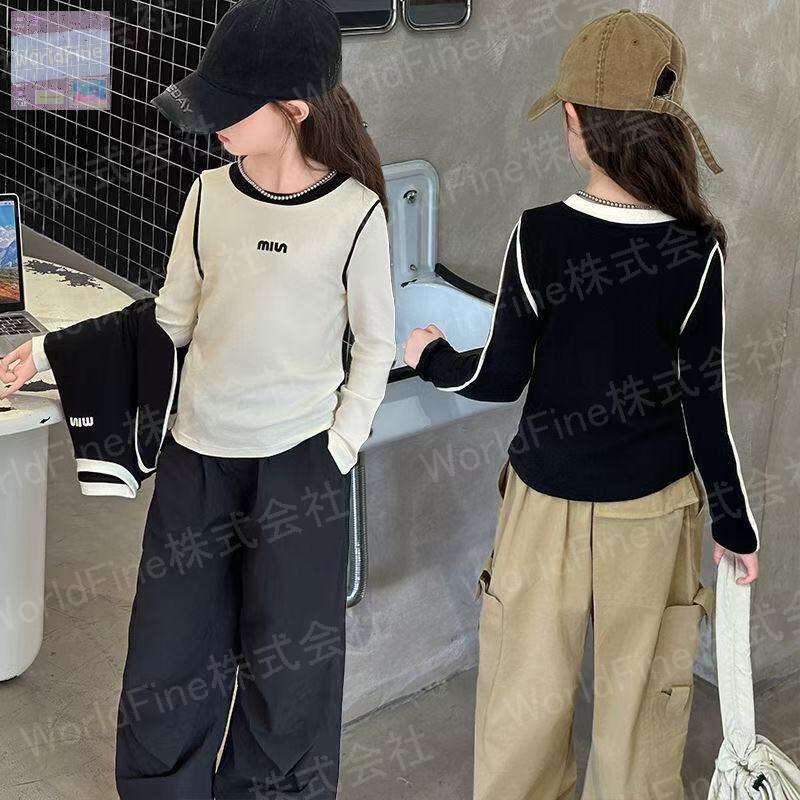 キッズ 子供服 Tシャツ トップス ロングTシャツ キッズロンT 女の子の服 女の子洋服 綿 子供の服 秋Tシャツ チェックtシャツ ロンティー おしゃれTシャツ 女の子秋 女の子 秋 ゆったり 可愛い ジュニア 長袖 薄手 KUGA100(2色120-170)