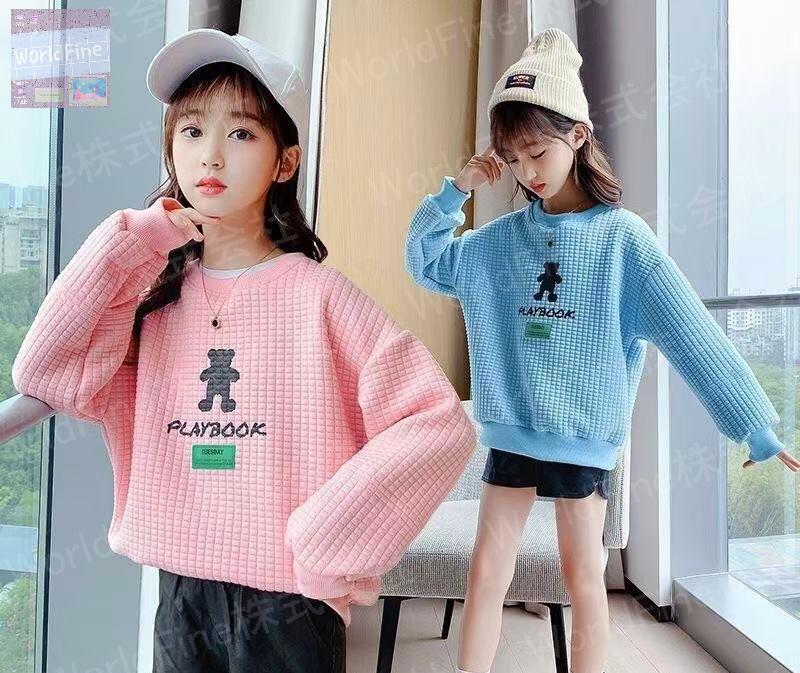Other - トレーナー キッズ 子供服 長袖 スウェット 丸首 トレーナーキッズ キッズトレーナー カジュアル 女の子 秋服 春服 ゆったり 可愛い ジュニア 女の子トレーナー150 お出かけコーデ KUGA110(2色110-160)