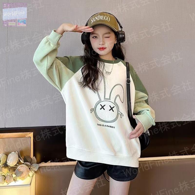 Rakuten - キッズ 子供服 トレーナー 子供 女の子 ジュニア スウェット 薄手 長袖 丸首 ラグラン ラグランスリーブ 切り替え カジュアル うさぎ 秋服 ゆったり 可愛い キッズトレーナー キッズスエット 薄手トレーナー トレーナーキッズ 女の子トレーナー150 KUGA115(2色120-160)