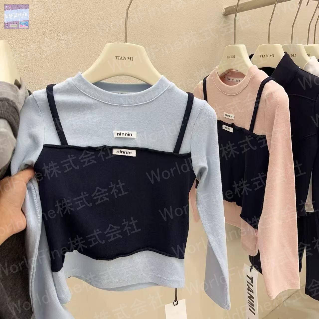 キッズ 子供服 Tシャツ トップス 重ね着風 ロングTシャツ キッズロンT 女の子の服 女の子洋服 子供の服 秋Tシャツ ロンティー おしゃれTシャツ 女の子秋 女の子 秋 ゆったり 可愛い ジュニア 長袖 薄手 KUGA136(2色110-160)
