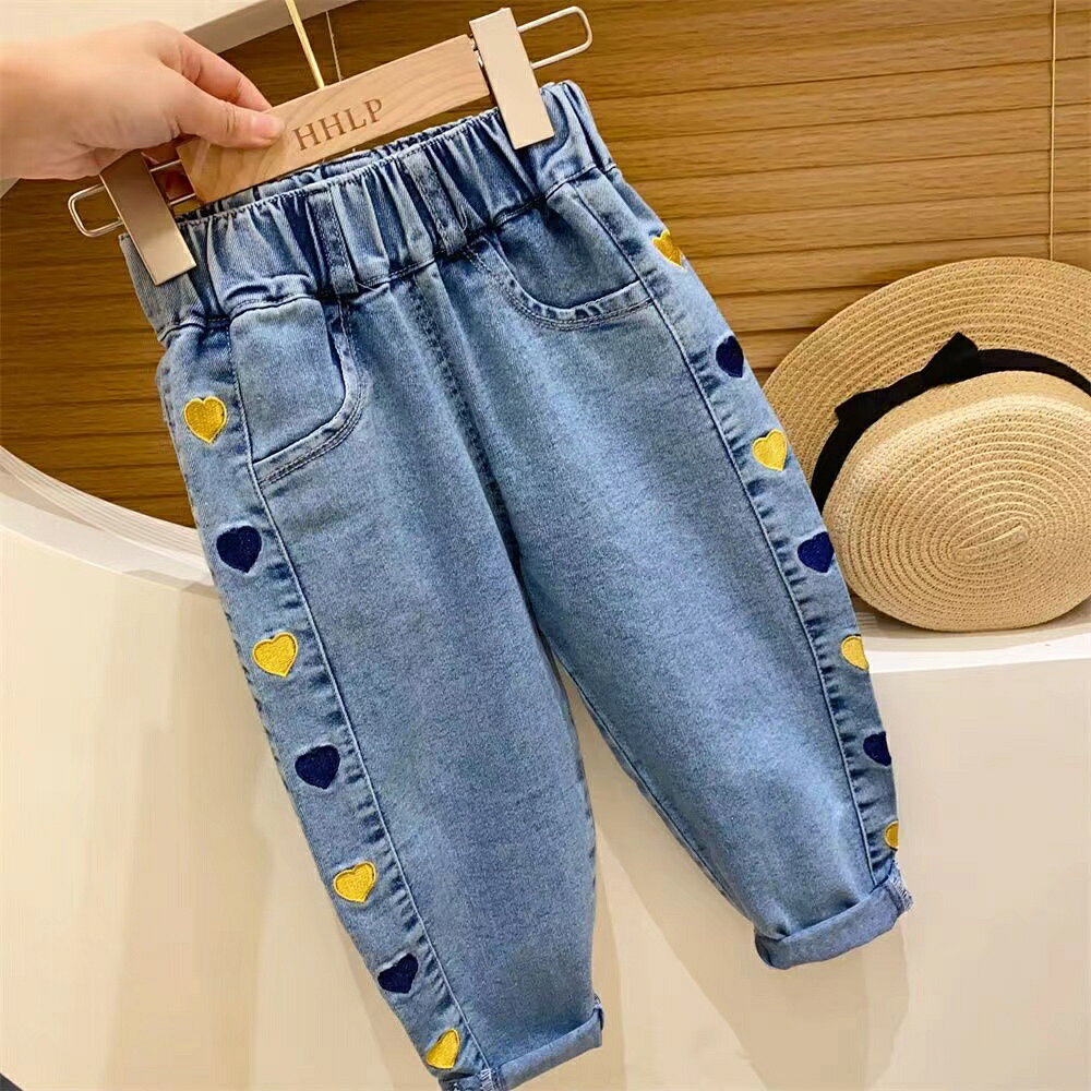 デニムパンツ 女の子 子ども服 子ども 長パンツ ジーンズ ズボン ワイドパンツ 花...
