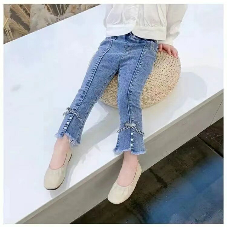 Long-Trousers, Trousers - デニムパンツ 女の子 子ども服 子ども 長パンツ ジーンズ ズボン ワイドパンツ デニムパンツ キッズ おしゃれ デニムパンツ デニム ウエストゴム 通学着 旅行 お出かけ 子供パンツ かわいい KTGA011(80-130)