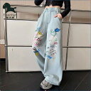 子供服 デニムパンツ 女の子 キッズ パンツ キッズデニムパンツ ジーンズ こども服 ワイドデニムパンツ レディース 動きやすいズボン ボトムス 楽ちんデニムレ...