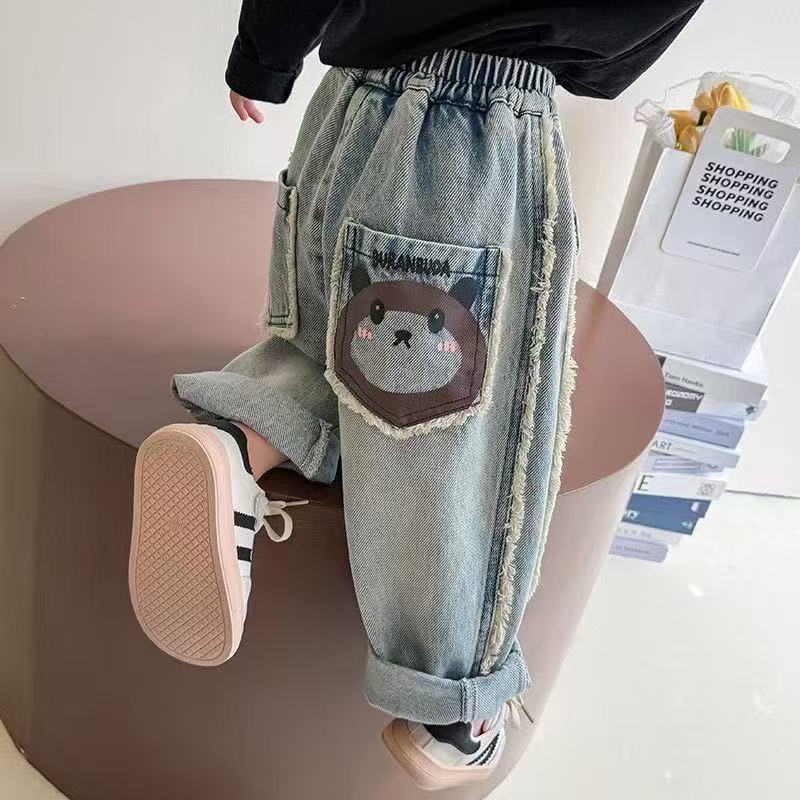 子供服 キッズ デニムパンツ 女の子 パンツ ズボン 薄手 ウエストゴム オールシーズン ゆったり 楽ちん おしゃれ かわいい ワイドデニム ワイドデニムパンツ ゆったりデニム キッズデニムパンツ デニムキッズ 女の子ジーンズ 4歳 女の子服 女の子秋服 KTGA102（90-140)