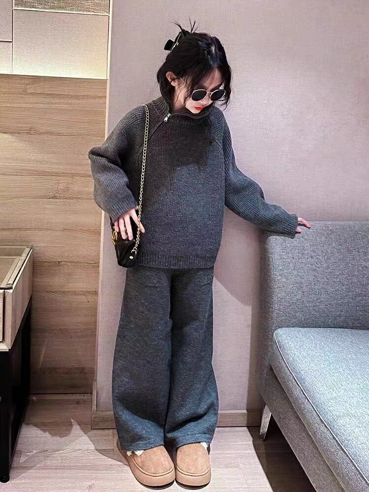 セットアップ 子供服 女の子 キッズ セーター+ズボン 上下セット ニットセーター おしゃれセットアップ ロングパンツ ルームウェア女児 長袖 普段着 冬 ニット上下 ジュニア服 カジュアル ニットセットアップパンツ おしゃれ ゆったり 部屋着 お出かけ KSFC155(120-170) 2