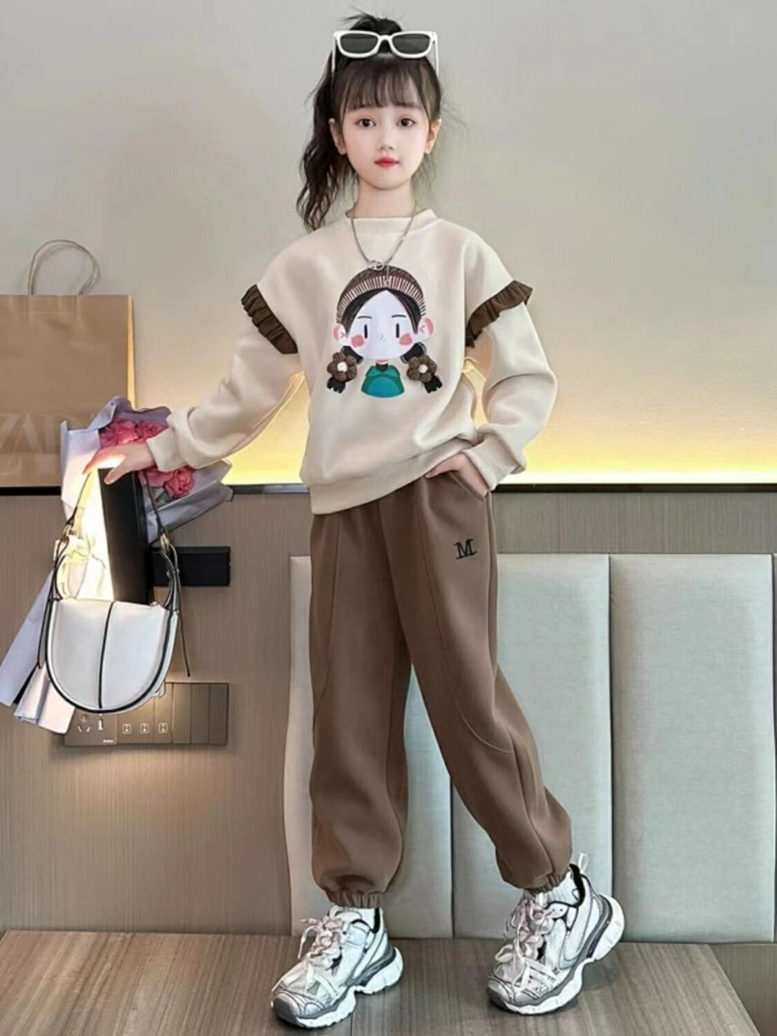 セットアップ 子供服 女の子 通園着 上下セット キッズ トップス+パンツ 2点セット かわいい プリント ガールズ 通学着 長袖 長ズボン カジュアルトレーナー キッズトレーナー女の子 おしゃれな服 イベント 誕生日 女児服 子ども服 カジュアル ジュニア KSFC159(110-170)