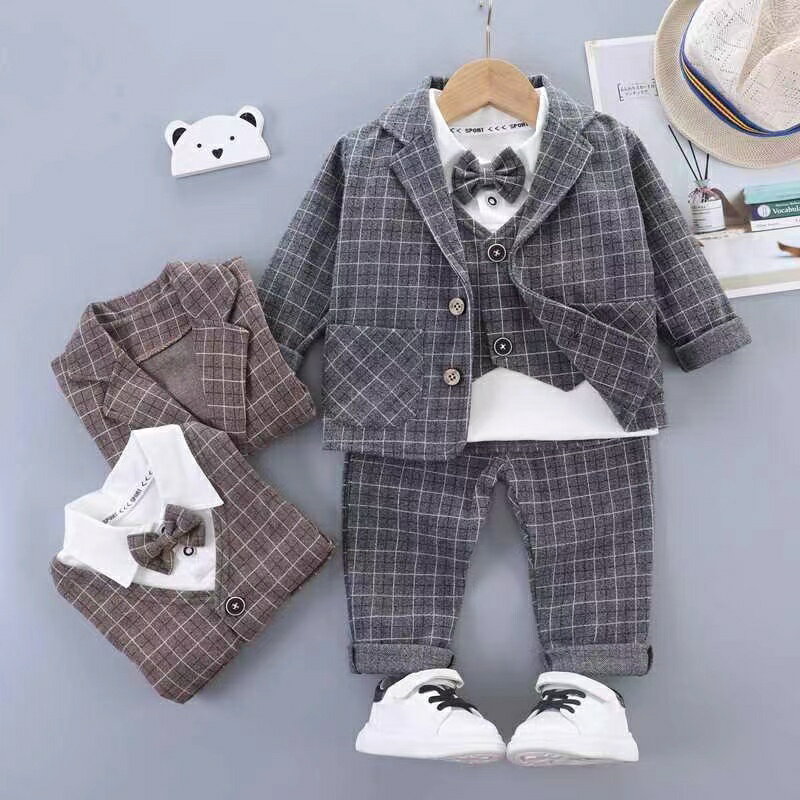 Rakuten - 入学式 スーツ 男の子 3点セット ゆったり 子供スーツ キッズ 通学制服 入園 男の子 カジュアルスーツ 男の子服 男の子スーツ かっこいい 子どもスーツ 卒業式スーツ男子 キッズセットアップ 受験 通学制服 フォーマル 子供服 卒園式 卒業式 七五三 KSFD018(2色80-110)