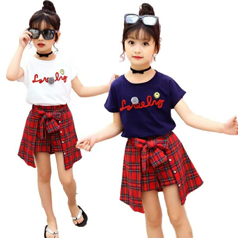 Rakuten - キッズ 子供服 セットアップ Tシャツ ショートパンツ 2点セット 上下セット 夏 女の子 キュロット パンツ スカート風 半袖 半ズボン おしゃれ ショートパンツ 女の子小学生ファッション 可愛いトップス 誕生日 プレゼント 幼稚園 小学生 お出かけ KSGA020(2色110-160)