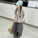 キッズ 子供服 セットアップ 上下セット シャツ ワイドパンツ 2点セット 夏 女の子 半袖 薄手 長パンツ キッズおしゃれパンツ 可愛い 女の子夏服 ジュニア...
