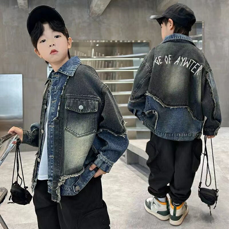 子供服 子ども服 こども服 キッズ デニムジャケット Gジャン ジージャン デニムコート 上着 英文字 アウター 春 秋 羽織り 男の子 カジュアル ジュニア ...