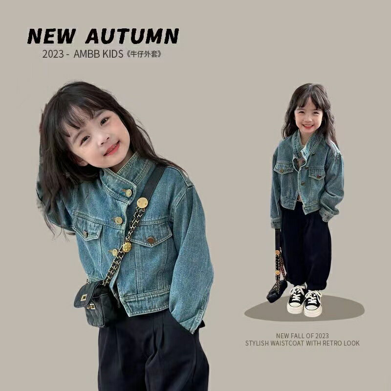 Rakuten - 子供服 子ども服 こども服 キッズ デニムジャケット Gジャン ジージャン デニムコート 上着 アウター 春 秋 羽織り 女の子 ガール カジュアル ジュニア KCFC044(90-140)
