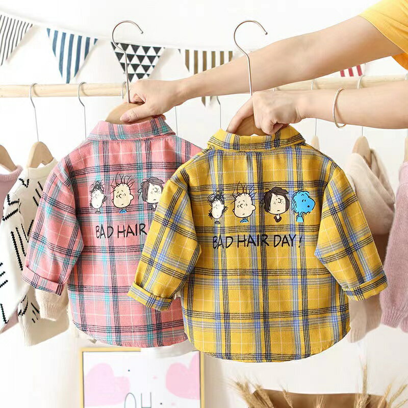 Rakuten - シャツ トップス キッズ 子供服 チェック柄 プリント チェックシャツ キッズシャツ 長袖シャツ キッズ長袖シャツ 男の子 春服 子ども服 こども服 長袖 春シャツ 男の子の子供服 キッズファッション ゆったり 可愛い かっこいい 子供 子ども こども KCFC050(2色80-120)