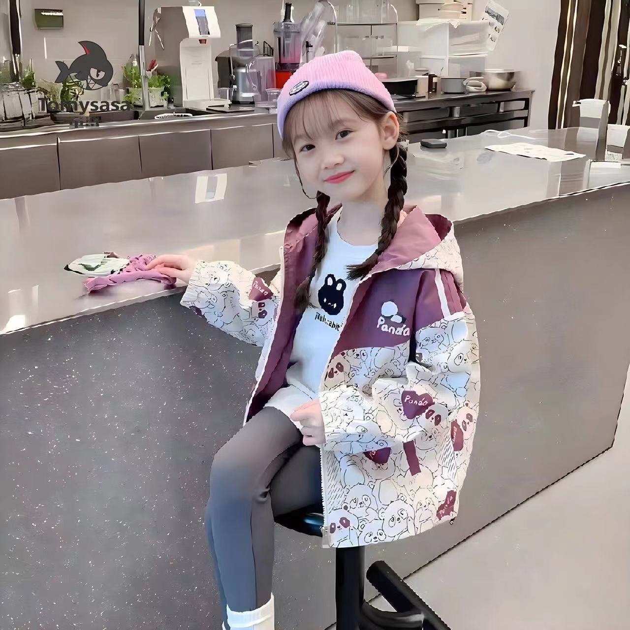 キッズ 子供服 ジャケット 総柄 コート 長袖 マウンテンパーカー トップス キッズウィンドブレーカー 薄手 アウター 女の子 ジュニアウィンドブレーカー 春秋...