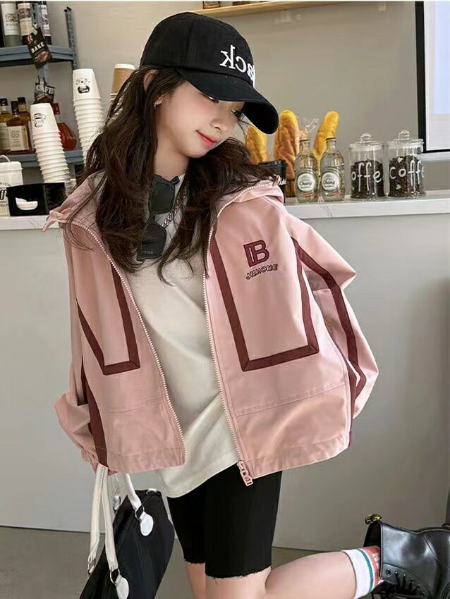 キッズ 子供服 ジャケット ショットコート 長袖 マウンテンパーカー トップス 薄手 アウター ジュニア 女の子 キッズウィンドブレーカー 春秋 おしゃれ ウインドブレイカー 子供コート こども服 ジャンパー ウインドブレーカー ジップアップ KCFC086(2色120-170) 2