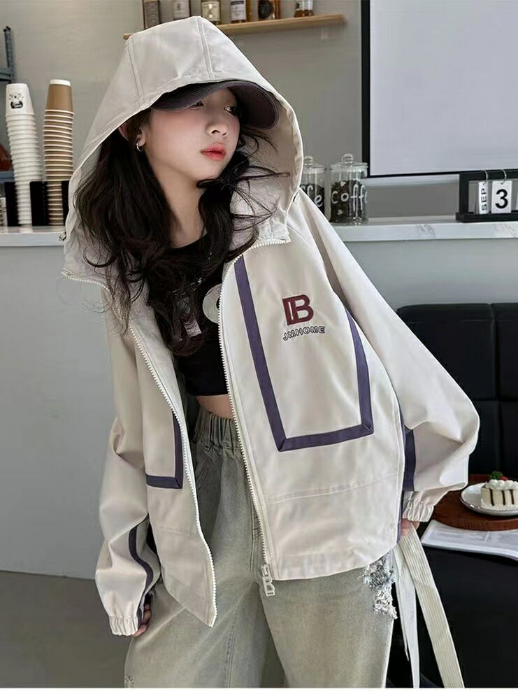 キッズ 子供服 ジャケット ショットコート 長袖 マウンテンパーカー トップス 薄手 アウター ジュニア 女の子 キッズウィンドブレーカー 春秋 おしゃれ ウインドブレイカー 子供コート こども服 ジャンパー ウインドブレーカー ジップアップ KCFC086(2色120-170) 3