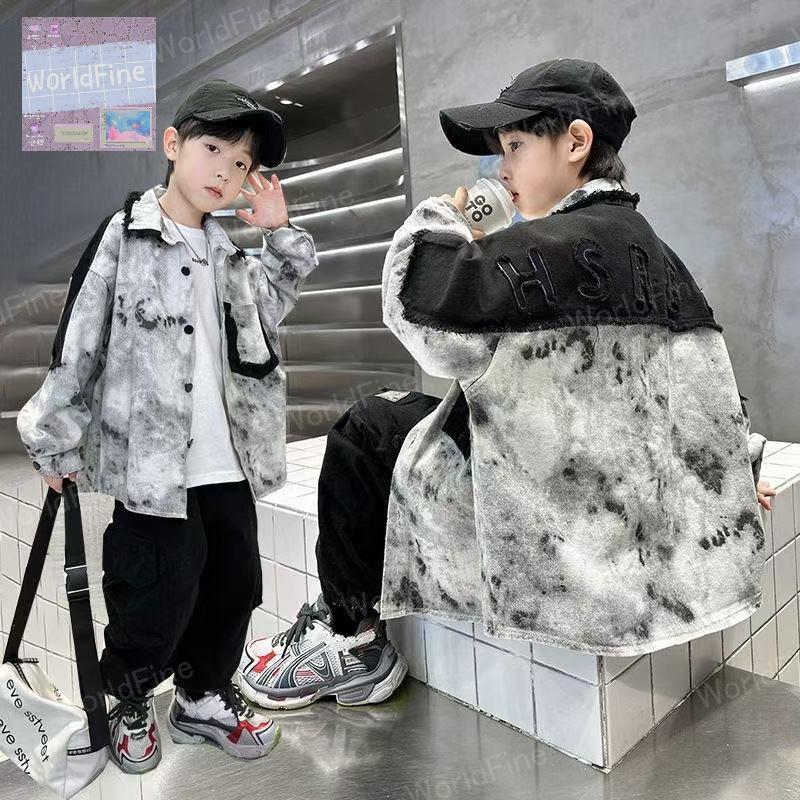 Rakuten - 子供服 ジャケット デニムジャケット gジャン ジージャン キッズジャケット デニム キッズ 子供 男の子 秋 ビッグシルエット ゆったりサイズ おしゃれ 可愛い 秋服 キッズ服 男の子秋 キッズアウター男の子 秋服ジュニア 100 110 120 130 140 150 160 170 KCGA030(100-170)