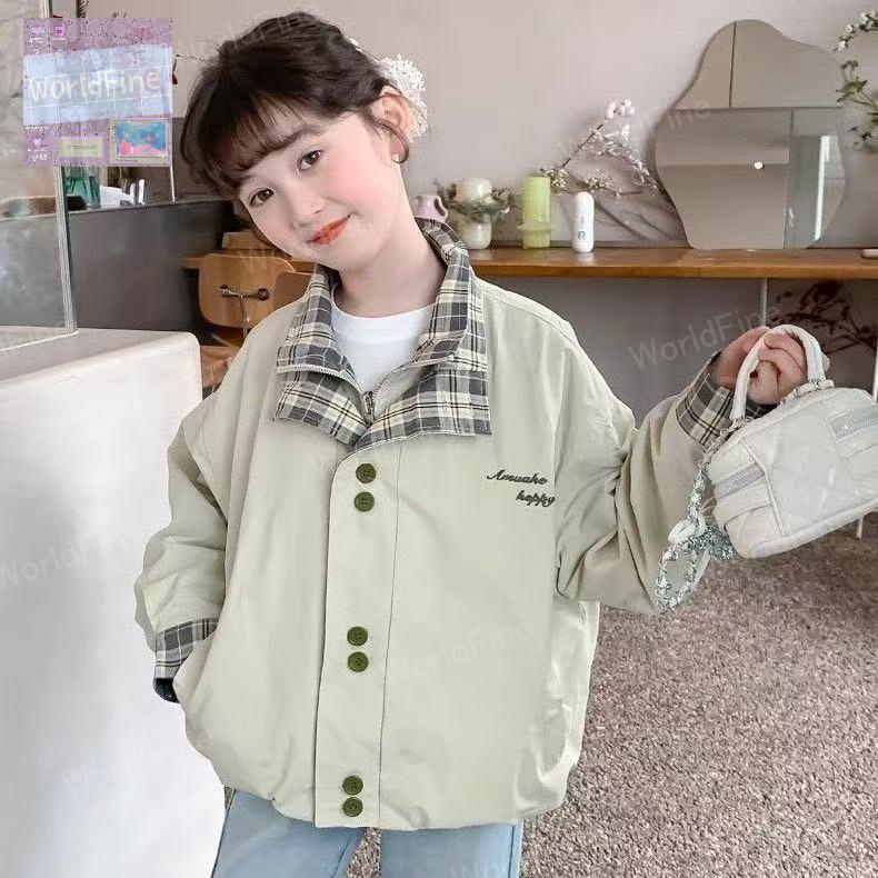 Rakuten - キッズ 子供服 ジャケット ショットコート 秋ジャンパー ジャンパーキッズ 長袖 トップス 薄手 女の子秋服 薄い上着 アウター ジュニア 女の子 秋 おしゃれ 子供コート こども服 ジャンパー ウインドブレーカー ジップアップ KCGA032(110-160)