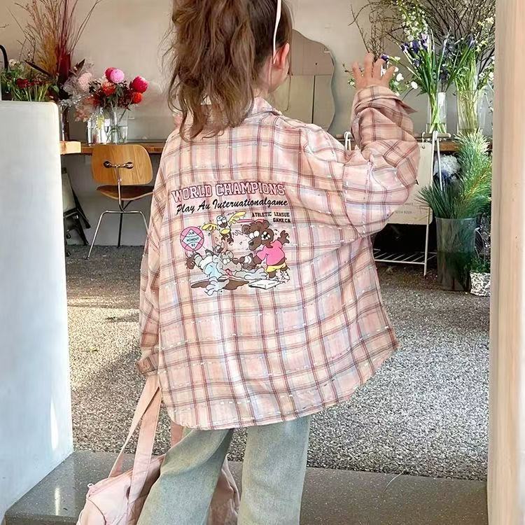 Rakuten - シャツ トップス キッズ 子供服 チェック柄 プリント チェックシャツ キッズシャツ 長袖シャツ キッズ長袖シャツ 女の子 秋服 子ども服 こども服 長袖 秋シャツ 女の子の子供服 キッズファッション ゆったり 可愛い 子供 子ども こども KCGA045(130-170)