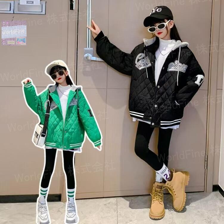 Rakuten - スタジアム ジャンパー 中綿ジャケット キッズ 冬服 子供服 女の子 キッズスタジャン ジャケット フード付き 中綿アウター 子ども服 ジュニア 厚手 キッズコート 子供コート キッズアウター女の子 おしゃれ 可愛い 暖かい 小学生 中学生 通学用 KCGA086（2色120-170）