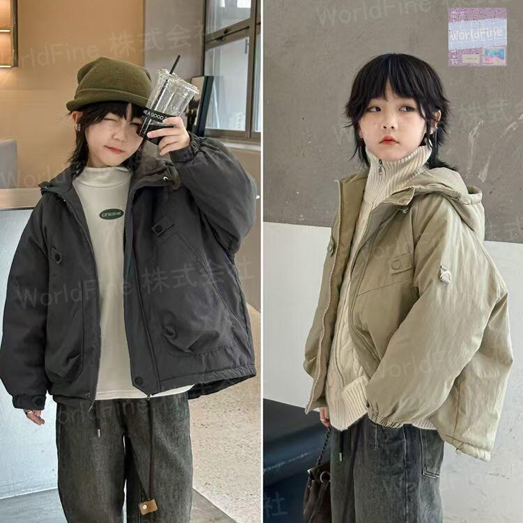 Rakuten - 中綿ジャケット キッズ 冬服 男の子 女の子 2色 オーバーサイズ アウター 子ども服 冬 ジュニア 中綿アウター フード付き キッズコート 厚手 子ども キッズアウター冬 暖かい かっこいい 子供服アウター140 小学生 中学生 通学用 110 120 130 140 150 160 170 KCGA095