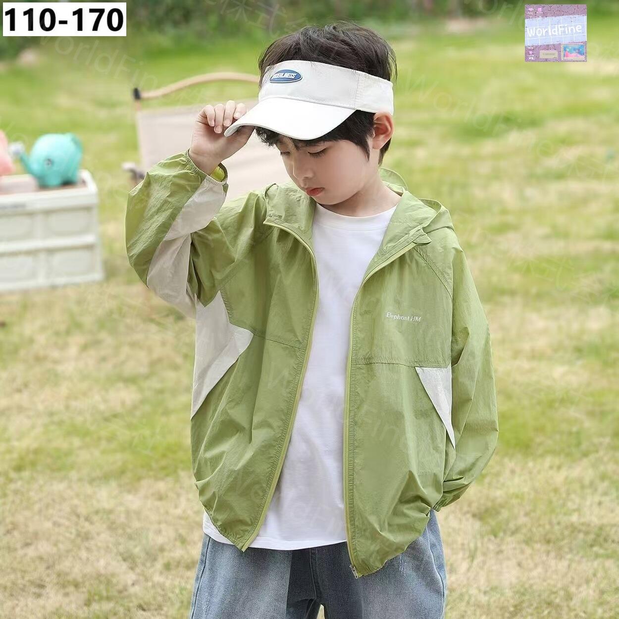 Rakuten - 日焼け止め服 アウター 子供服 キッズ パーカー フード付き シャツ 男の子 夏 ジュニア 薄手 夏コーデ 無地 シンプル お出かけコーデ かわいい おしゃれ 韓国子供服風 春 夏 小学生 中学生 幼稚園 通学 KCHA024(110-170）