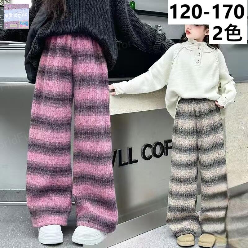 Rakuten - ワイドパンツ 裏起毛パンツ 冬パンツ 子供服 子ども服 こども服 キッズ服 女の子 キッズ ボーダー柄 ズボン キッズパンツ ジュニア ルームウエア ゆったりズボン おしゃれ お洒落 かわいいKTGA157 裏起毛あり 裏起毛なし 選択可 （2色120-170）