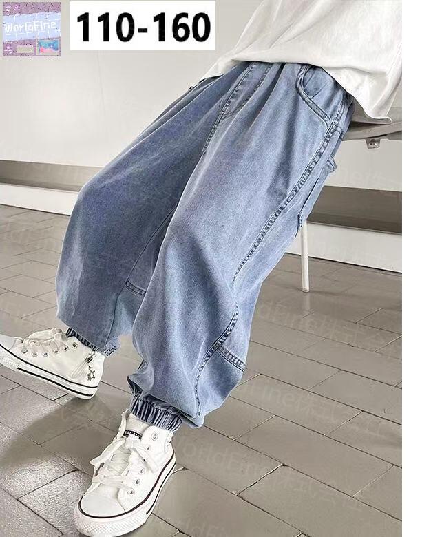 Rakuten - ロングパンツ キッズ 男の子 ジュニア ズボン パンツ デニムジョガーパンツ ジュニアズボン デニムパンツ ゆったりパンツ 涼しい 薄手 速乾 日焼け止め リラックスパンツ 子供 カジュアル 夏服 かっこいい おしゃれ 韓国子供服 夏 ボーイズ 小学生 中学生 KTHA024 110 - 160