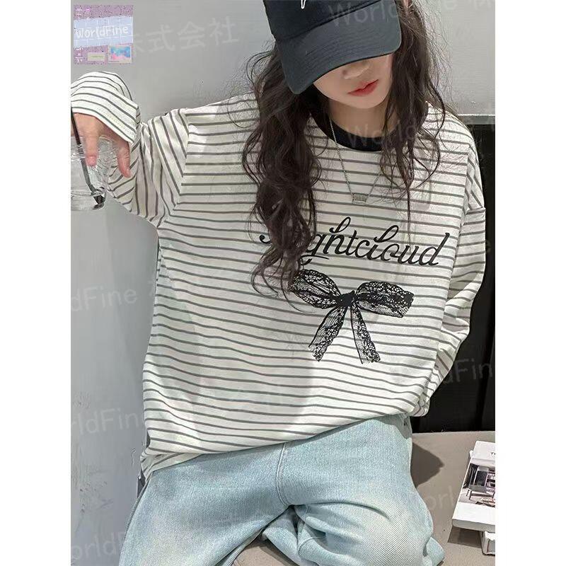 キッズ 子供服 Tシャツ トップス ロングTシャツ キッズロンT ボーダー柄 女の子の服 女の子洋服 綿 子供の服 秋Tシャツ チェックtシャツ ロンティー おしゃれTシャツ 女の子秋 女の子 秋 ゆったり 可愛い ジュニア 長袖 薄手 KUGA143（110-170）
