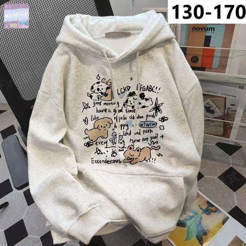 Rakuten - トレーナー キッズ 裏起毛 厚手 子供服 トップス カジュアル ジュニア 猫柄 フードパーカー 女の子 冬服 秋冬 ゆったり 可愛い ジュニア 長袖 子供服 キッズ服 お出かけコーデ KUGA170（3柄2色130-170）