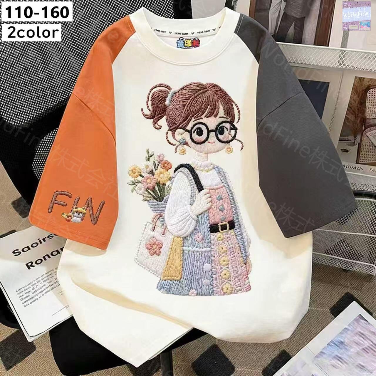 Rakuten - Tシャツ キッズ 女の子 トップス プリント 袖切り替え かわいい カジュアル 夏服 おしゃれ 韓国子供服 春 夏 ガールズ 小学生 幼稚園 通学 普段着 KUHA042(2色110-160)