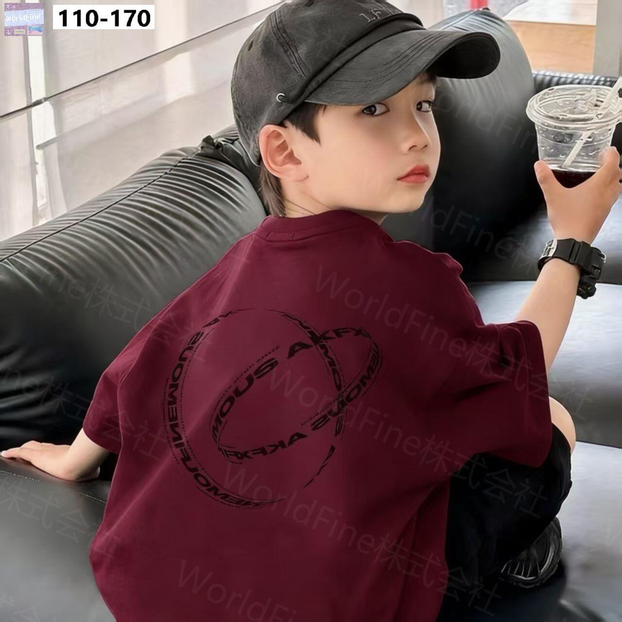 Rakuten - キッズ 半袖Tシャツ バックプリント 夏 韓国風 ストリート系 おしゃれ カジュアル ゆったり ジュニア お出かけ 通学 普段着 KUHA069(6色110-170）