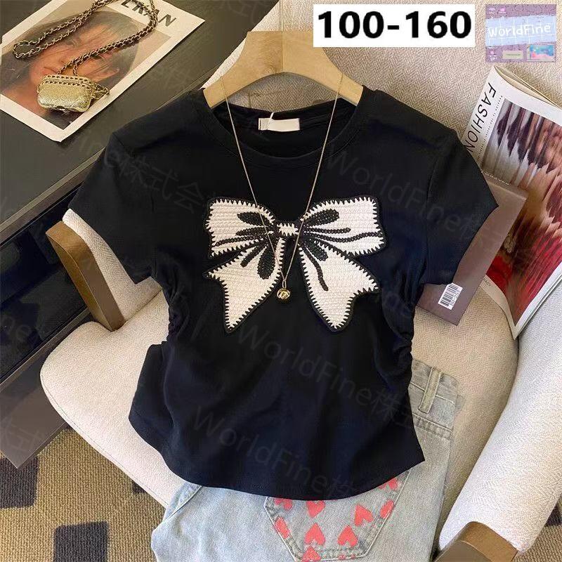 Rakuten - Tシャツ キッズ 女の子 トップス 蝶 刺しゅう かわいい カジュアル 夏服 おしゃれ 韓国子供服 春 ガールズ 小学生 幼稚園 通学 普段着 KUHA080(2色100-160）