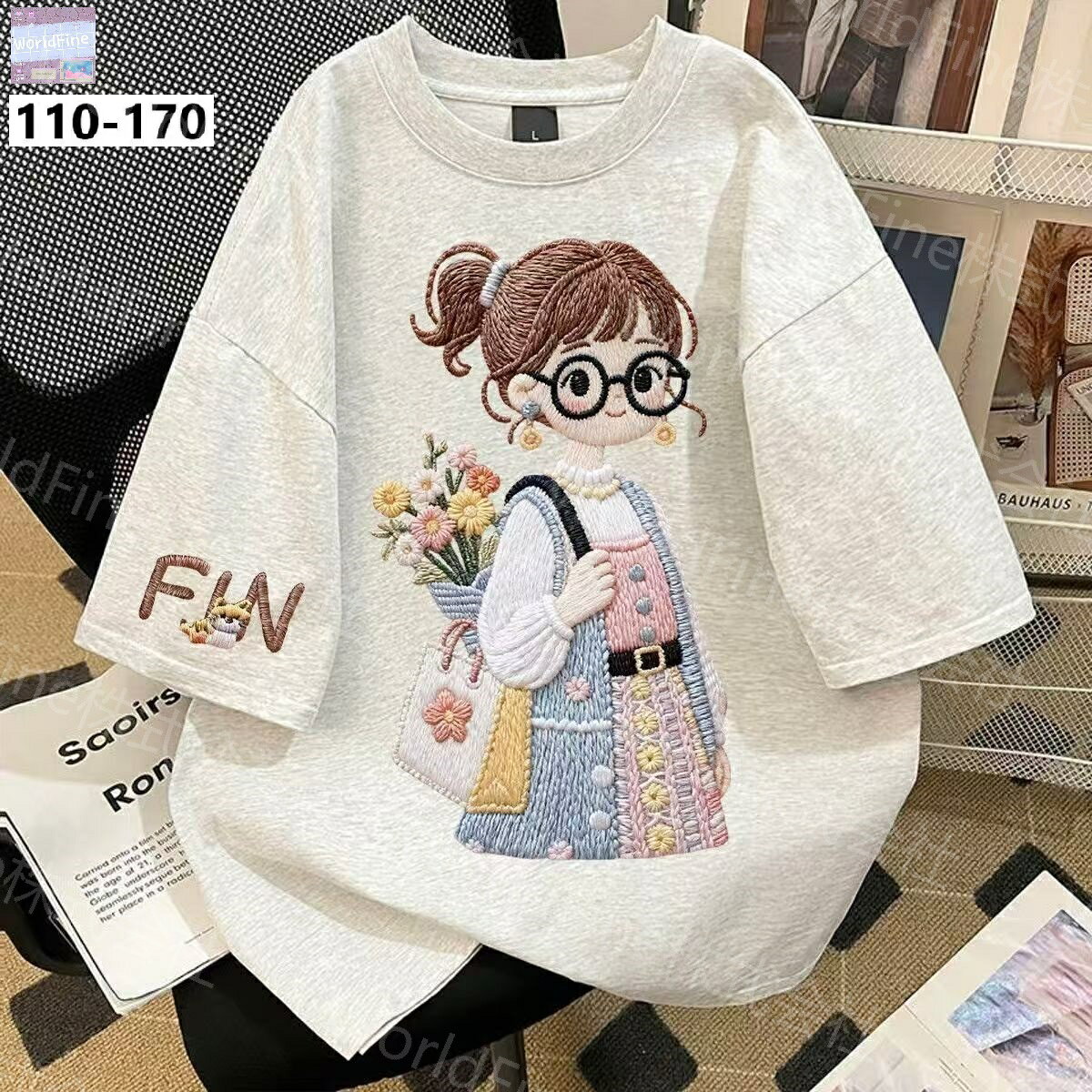 Rakuten - Tシャツ キッズ 女の子 トップス プリント かわいい カジュアル 夏服 おしゃれ 韓国子供服 春 夏 ガールズ 小学生 幼稚園 通学 普段着 KUHA087(6色110-170）