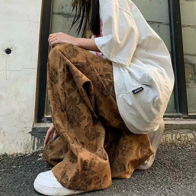 【クーポン利用で半額】ワイドパンツ レディース 春秋 カジュアル パンツ レディース 春秋 ゆったり 可愛い 薄手 ウエストゴム ボトム 花柄 シンプル 無地SLTB104(2色M-3XL)