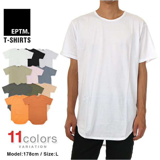 ロング丈 Tシャツ メンズ EPTM ロング丈Tシャツ エピトミ 半袖Tシャツ LAブランド 大きいサイズ eptm 無地 プレーン 対応