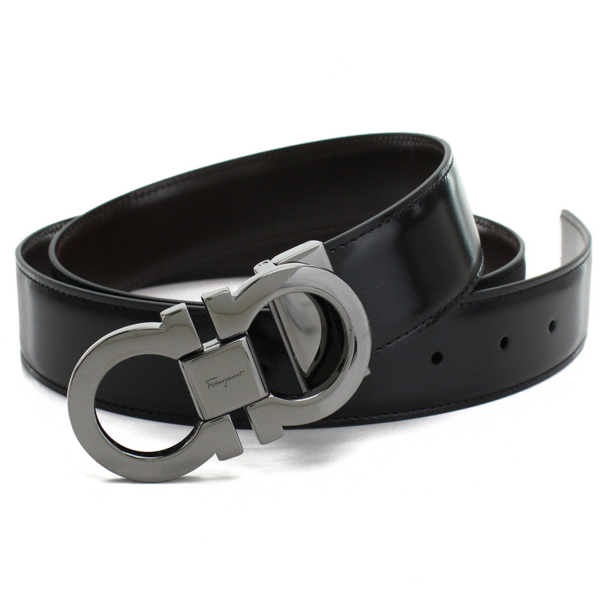 乐天商城 - FERRAGAMO フェラガモ ベルト 67-9535 NERO-AUBURN メンズ ブラック