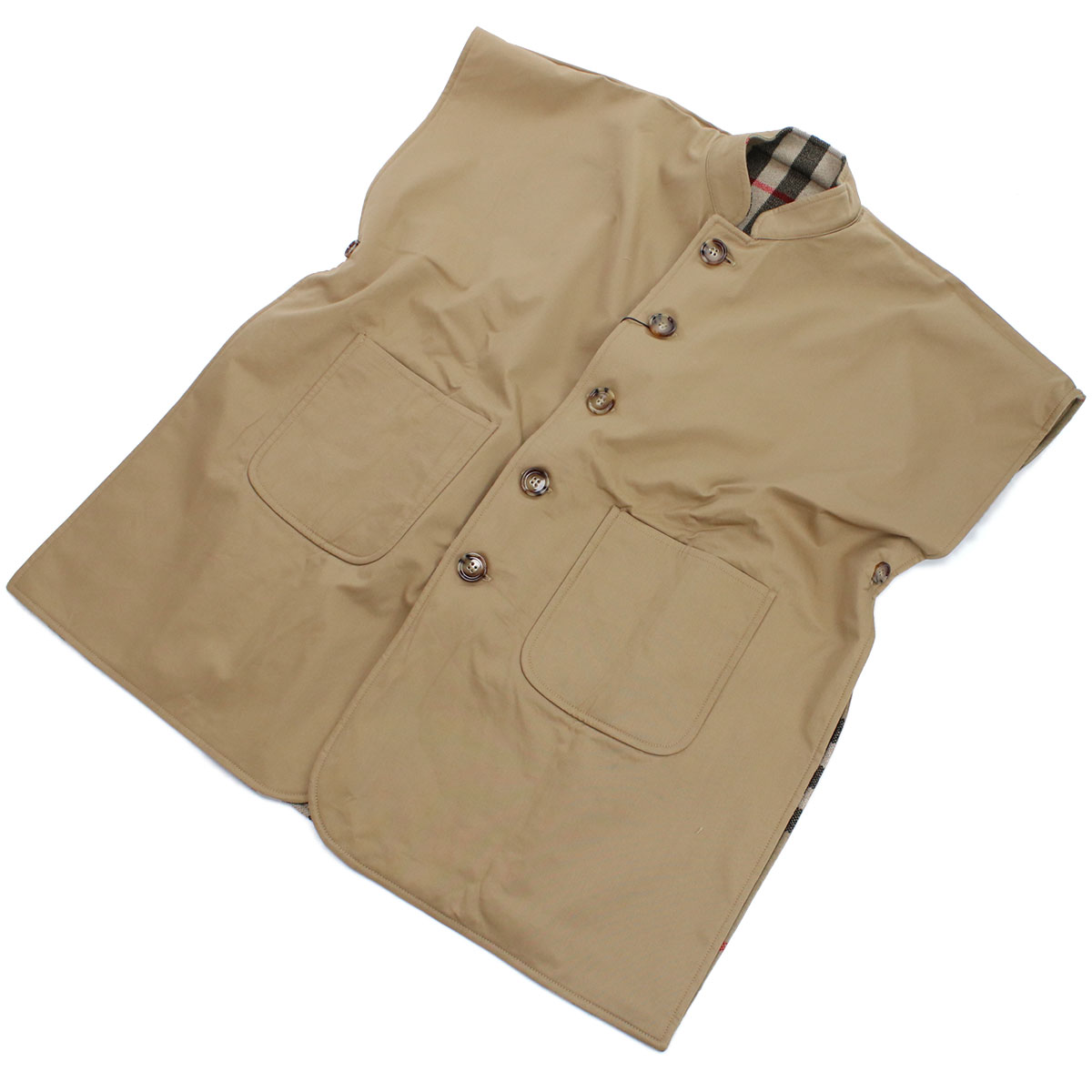 【ポイント10倍！6/22-30迄】BURBERRY バーバリー リバーシブル ジャケット ベスト 8051756 A7028 キッズ ベージュ チェック 3