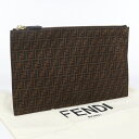 【中古美品】FENDI フェンディ クラッチバッグ 8N0149 AFIS スリム クラッチ ミディアム フラット バゲット レディース ブラウン