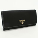 【中古美品】PRADA プラダ 長財布ニ折小銭入付き 1MH132 テスート トライアングル財布 レディース ブラック