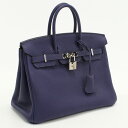 【中古良品】HERMES エルメス ハンドバッグ バーキン25 C刻印 レディース ブルー
