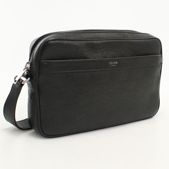 乐天商城 - 【中古良品】CELINE セリーヌ 斜め掛け ショルダーバッグ 117003FS3.38SI ミディアム メッセンジャーバッグ エンボス加工 トリオンフ メンズ ブラック
