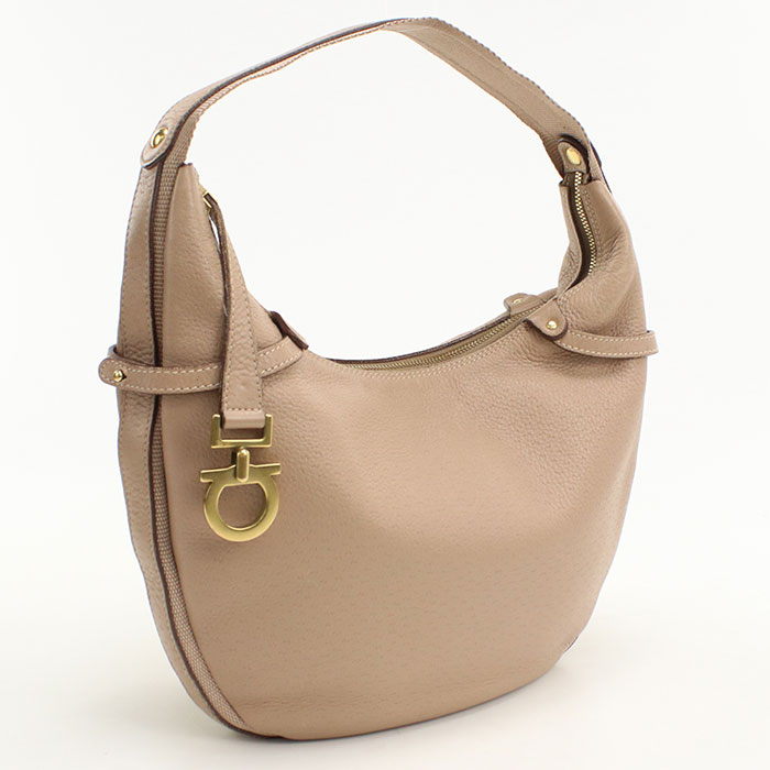 乐天商城 - 【中古良品】FERRAGAMO フェラガモ ショルダーバッグ 21 6395 ワンショルダー ガンチーニ レディース ベージュ