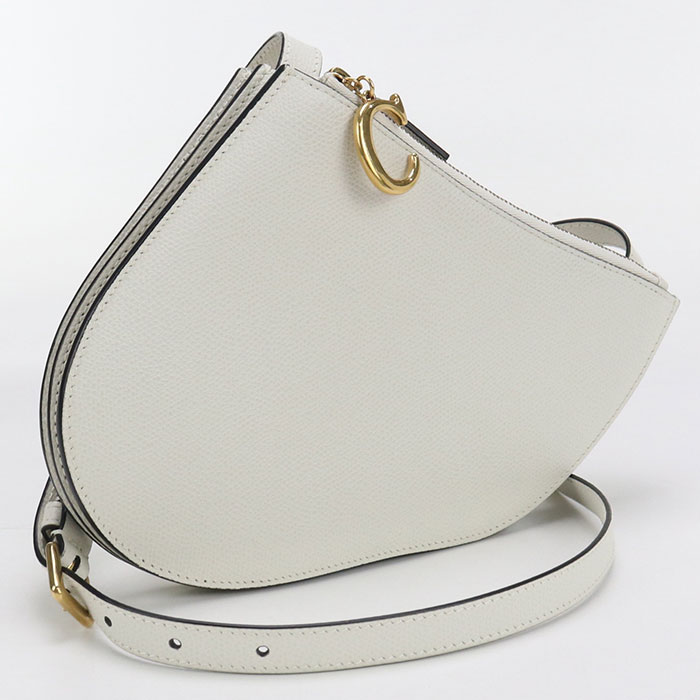 【中古美品】DIOR ディオール 斜め掛け ショルダーバッグ トリオ サドル レディース アイボリー