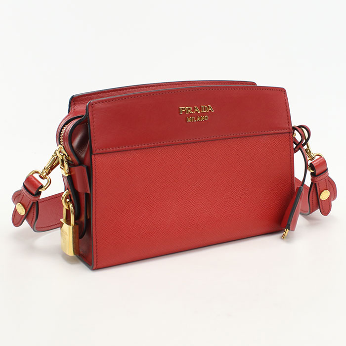 乐天商城 - 【中古良品】PRADA プラダ 斜め掛け ショルダーバッグ 1BH043 サフィアーノレザー レディース レッド