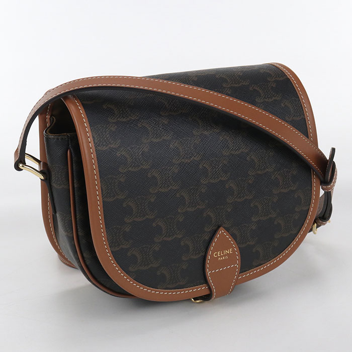 乐天商城 - 【中古良品】CELINE セリーヌ ショルダーバッグ トリオンフキャンバス レディース ブラウン